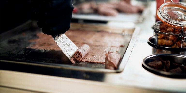 Artisan rolled ice cream station hire with custom mix-ins