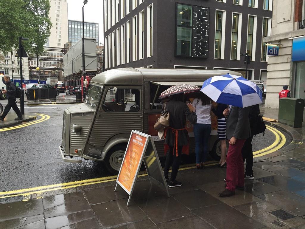 Citroen vintage H van pop-up for World Duty Free Whisky Festival in London corporate plaza