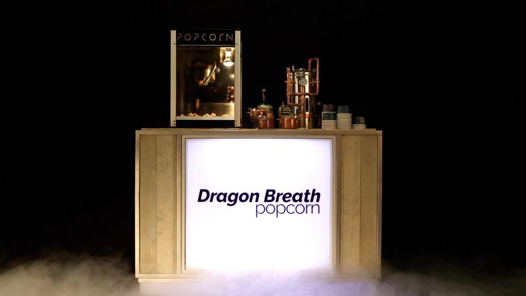 Dragon's breath popcorn cart hire setup for luxury UK events