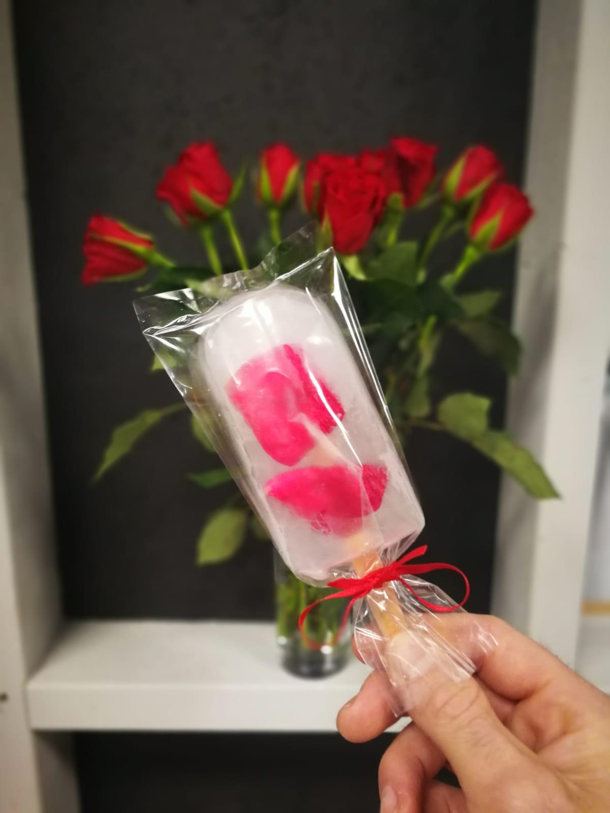 Handheld individually wrapped botanical ice lolly created for KENZO fragrance activation