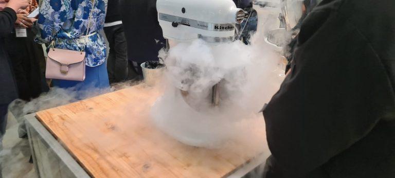 Artisanal ice cream and dessert preparation in Sixth Sense Events commercial prep kitchen