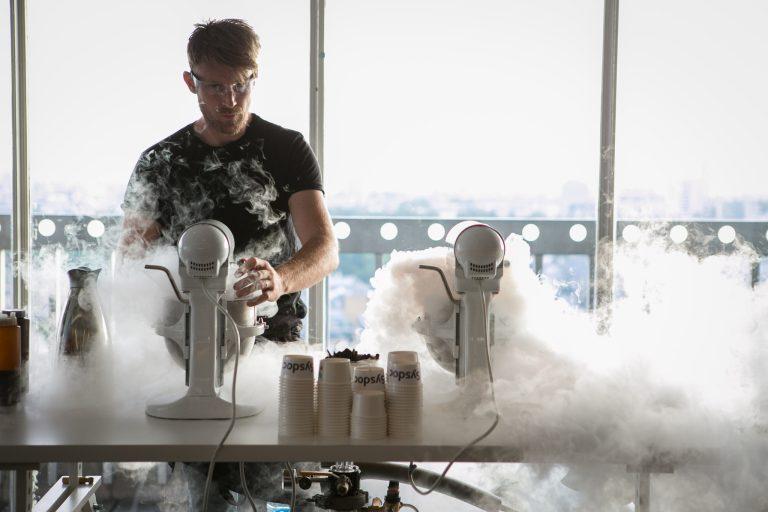 Theatrical Liquid Nitrogen Ice Cream Cart Chef with Fog